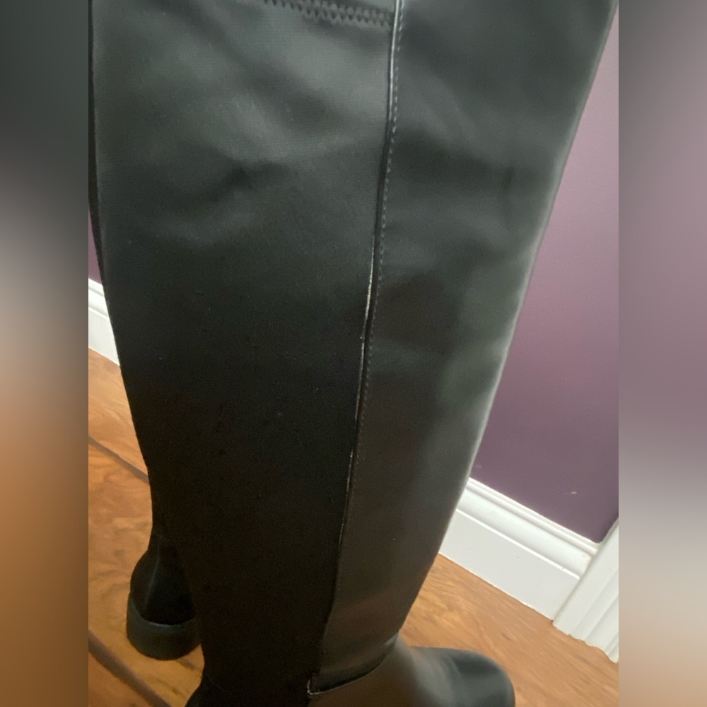 Anne Klein Black Leather and Fabric Boot - Picture 8 of 11
